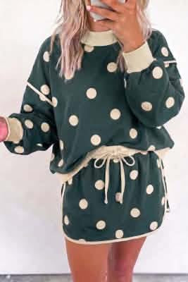 Green polka dot set